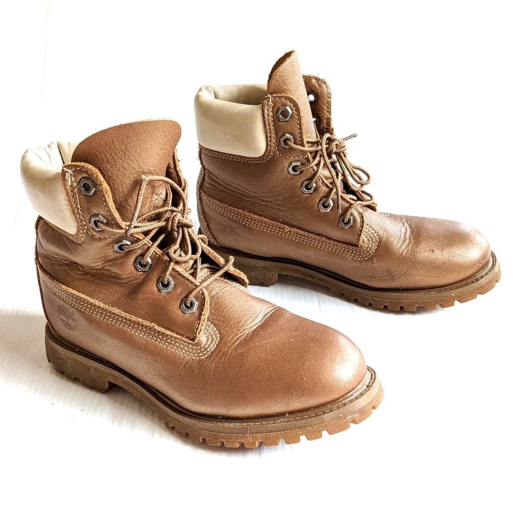 TIMBERLAND Premium Waterproof work hiking boots gold leather 6 eyelet
